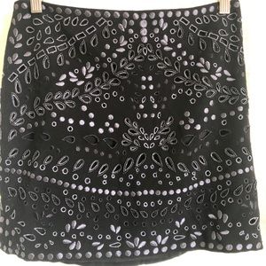 Navy beaded skirt with cut out design.